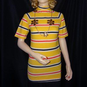 MOD 60's GoGo Girl Yellow Stripe Stretch T shirt